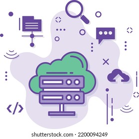 proxy Node server concept,  Global Cloud Services Provider stock illustration, Colocation Cluster hosting Vector Icon Design, Cloud computing and Internet hosting services Symbol