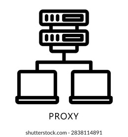 Proxy Outline Icon, Mini Illustration For Modern Concept, Print, Ui, Ux Kit, Web And App Development. Vector Relate To Internet, Cyber Security.