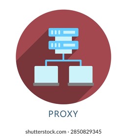 Proxy Rounded Flat Color Icon Mini Illustration, Use For Modern Concept, Print, Ui, Ux Kit, Web And App Development. Vector Related To Internet, Cyber Security.