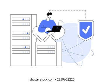 Proxy server abstract concept vector illustration. Computer networking, unblock proxy server, user and website connection, internet security settings, IP address data request abstract metaphor.