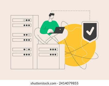 Proxy server abstract concept vector illustration. Computer networking, unblock proxy server, user and website connection, internet security settings, IP address data request abstract metaphor.