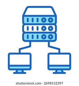Ilustração do vetor de estilo de cor azul do ícone do servidor proxy