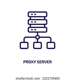 Proxy Server Icon From Internet Security Collection. Thin Linear Proxy Server, Data, Proxy Outline Icon Isolated On White Background. Line Vector Proxy Server Sign, Symbol For Web And Mobile