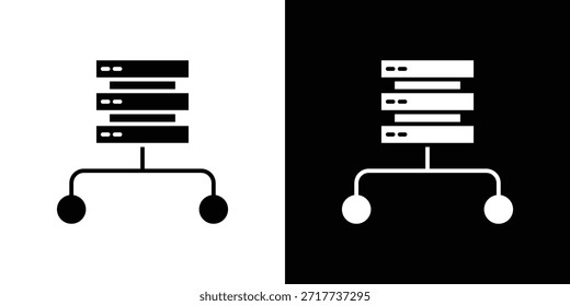 Proxy-Server-Symbole Silhouette Design. Schwarz-weißes Glyphensymbol.