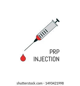 PRP Injection Poster In Line Style. Syringe Symbol With A Blood Drop. Platelet-rich Plasma Regenerative Medicine Concept. Vector Illustration.