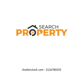 prpoerty real estate wordmark with magnifying glass as letter o	
