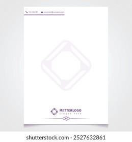 prpple Letterhead format template, business style letterhead design template. Company letterhead template designs.eps10-vector