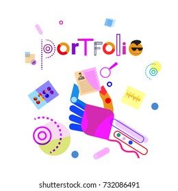 Ilustración de vectores de pancarta de la cartera de proyectos de ocupación preferencial de la mano Holsing Resume File