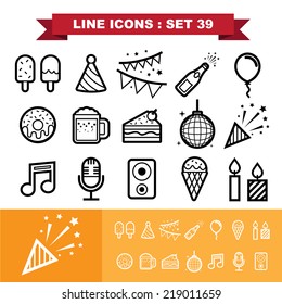 Prty line icons set 39.Illustration eps 10