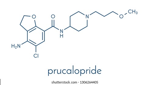 Prucalopride chronic constipation drug molecule. Skeletal formula.