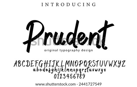 Prudent Font Stylish brush painted an uppercase vector letters, alphabet, typeface