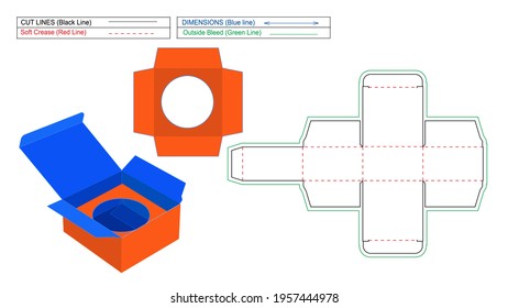 Pruduct box, Tuck end box, Straight tuck end box with product insert dieline template and 3D vector render or illustration