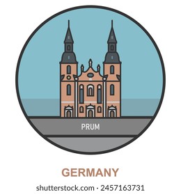Prum. Ciudades y pueblos en Alemania. Lugar famoso plano