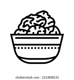 prune bowl line icon vector. prune bowl sign. isolated contour symbol black illustration