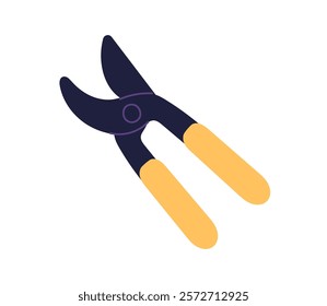 Pruner, garden tool. Sharp cutter, pruning shears for trimming, plants care and landscaping. Cutting accessory, secateurs. Flat graphic vector illustration isolated on white background