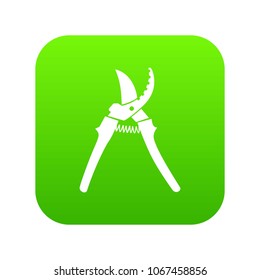 Pruner icon green vector isolated on white background