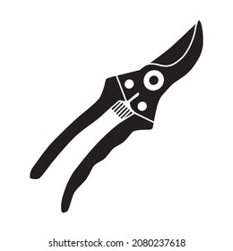 Pruner icon. A tool for pruning branches and gardening in a simple style. Vector illustration isolated on white background for design and web.