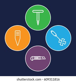 Pruner icons set. set of 4 pruner outline icons such as gardening tool