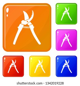 Pruner icons set collection vector 6 color isolated on white background