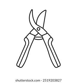 Pruner line icon editable stroke isolated vector garden tool clipart