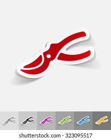 pruner paper sticker with shadow. Vector illustration