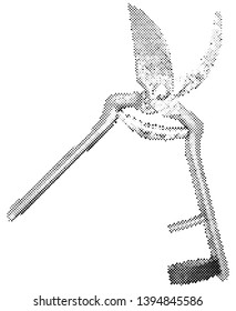 Pruner, secateurs halftone element  isolated on white 