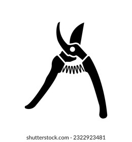 pruner silhouette, garden tool for pruning branches, black vector icon