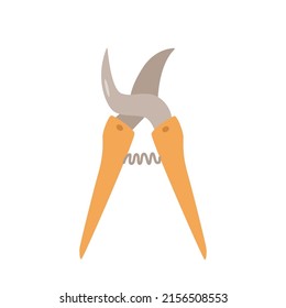 Pruner vector illustration doodle style. Icon, garden scissors for cutting branches