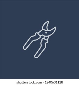 Pruners icon. Pruners linear design concept from Agriculture, Farming and Gardening collection. Simple element vector illustration on dark blue background.