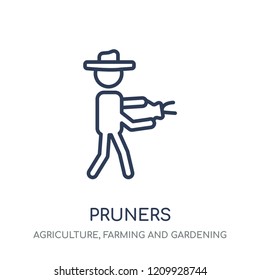 Pruners icon. Pruners linear symbol design from Agriculture, Farming and Gardening collection. Simple outline element vector illustration on white background.