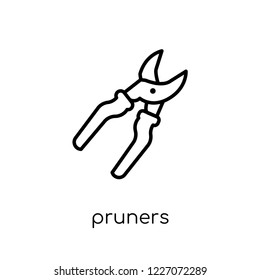 pruners icon. Trendy modern flat linear vector pruners icon on white background from thin line Agriculture, Farming and Gardening collection, outline vector illustration
