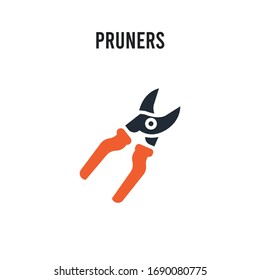 Pruners vector icon on white background. Red and black colored Pruners icon. Simple element illustration sign symbol EPS