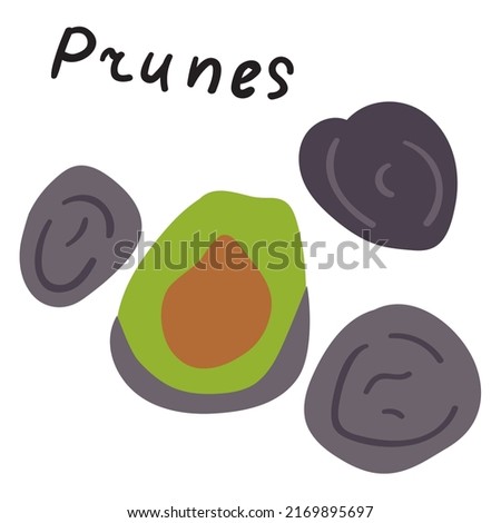Prunes. Flat vector illustration on white background
