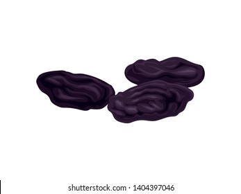 Prunes on a white background. Realistic vector illustration.