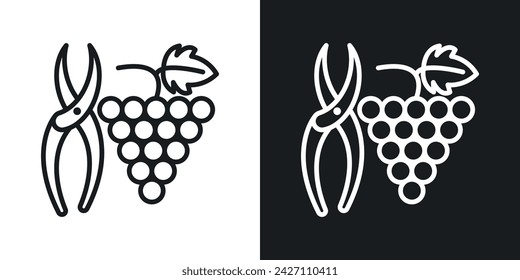 Pruning grape icon designed in a line style on white background.