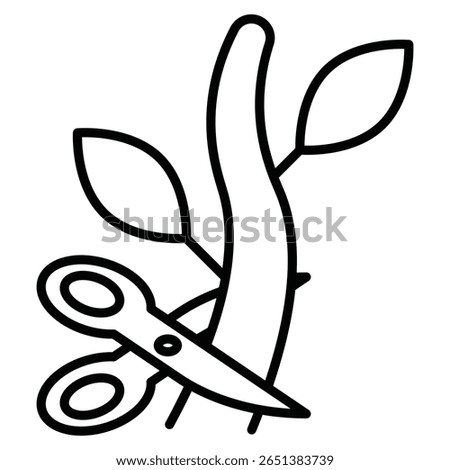Pruning icon Black and white outline flat sign vector
