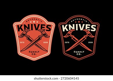 Pruning knives crossed retro badge logo design set for landscaping. Garden cutting blades vintage patch symbol graphic pack for park. Garden blade tools rustic emblem element bundle for gardener