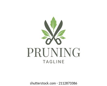 Pruning leaf modern gardening logo template