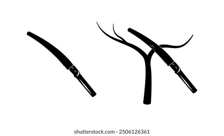 Pruning Saw, Black Isolated Silhouette