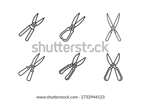 pruning scissors icon line art vector isolated outline illustration