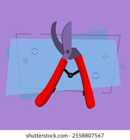 Pruning scissors vector illustration. Shears, garden scissors, trimming. Scissors concept. Vector illustration can be used for topics like agriculture, gardening, farming