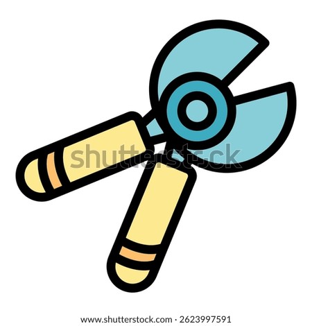 Pruning secateurs icon. Outline pruning secateurs vector icon color flat isolated