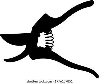 Pruning shears for pruning branches and shrubs. Pruning shears for agriculture. Vector image.