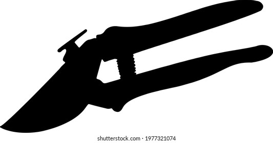 Pruning shears for pruning branches and shrubs. Pruning shears for agriculture. Vector image.