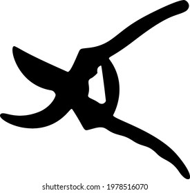 Pruning shears for pruning branches and shrubs. Pruning shears for agriculture. Vector image.