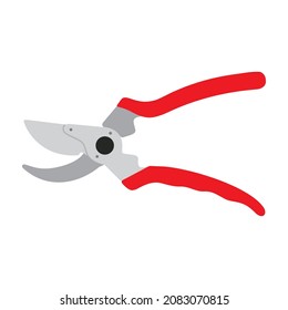 A pruning shears, also called hand pruners or secateurs icon. A type of scissors for use on plants. Vector illustration EPS 10 symbol icon clip art isolated on white background.