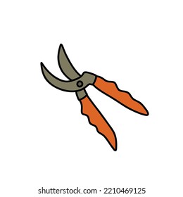 pruning shears doodle icon, vector illustration