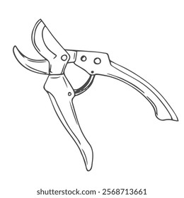 Pruning shears, garden secateurs or hand pruners, sketch style, vector illustration