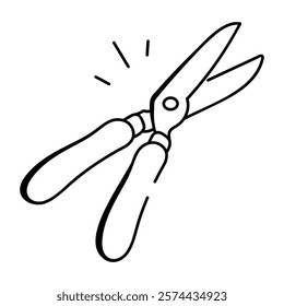 Pruning shears icon in doodle style 

