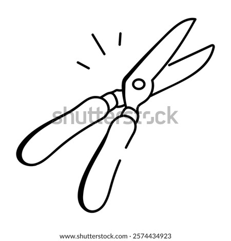 Pruning shears icon in doodle style 

